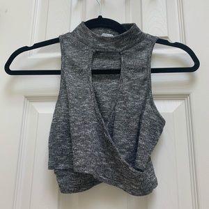 Grey Night Out crop top with cut-outs